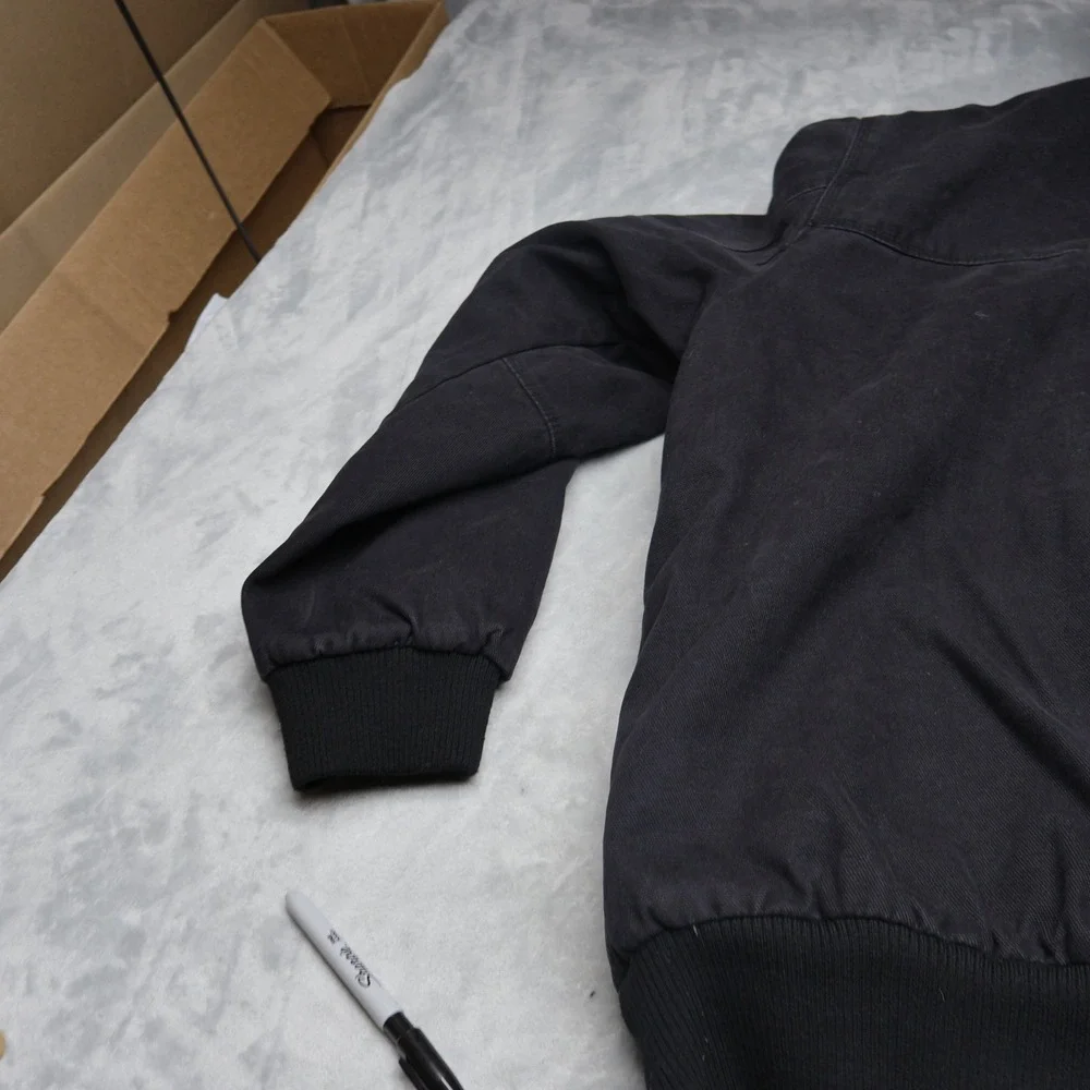 Levis Jacket Men XXL Black Canvas Sherpa Lined Hooded Rugged Work Field Full Zip